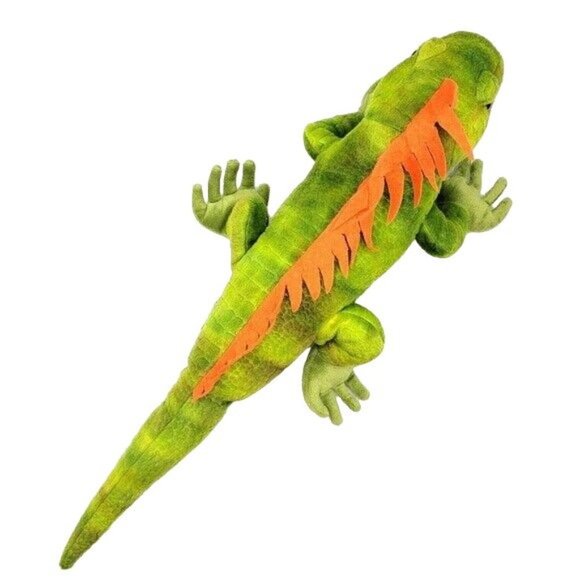 Wild Republic Cuddlekins Realistic Iguana Plush Green Orange 24" Lizard Reptile - Picture 6 of 12